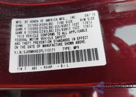 2015 Honda Cr-V Ex z USA, uszkodzony, nr VIN 5J6RM4H53FL113171